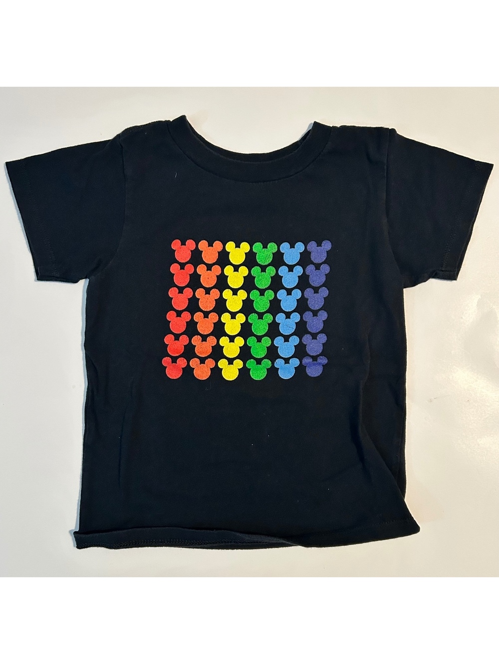 Disney Boys 4T Black T-Shirt with Rainbow Mickey Mouse Heads
